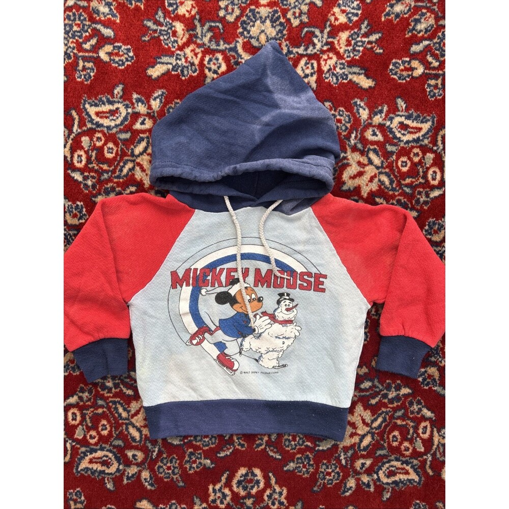 Vintage Disney Mickey Mouse & Frosty Toddler Sweatshirt Hoodie 4T 1980s RARE